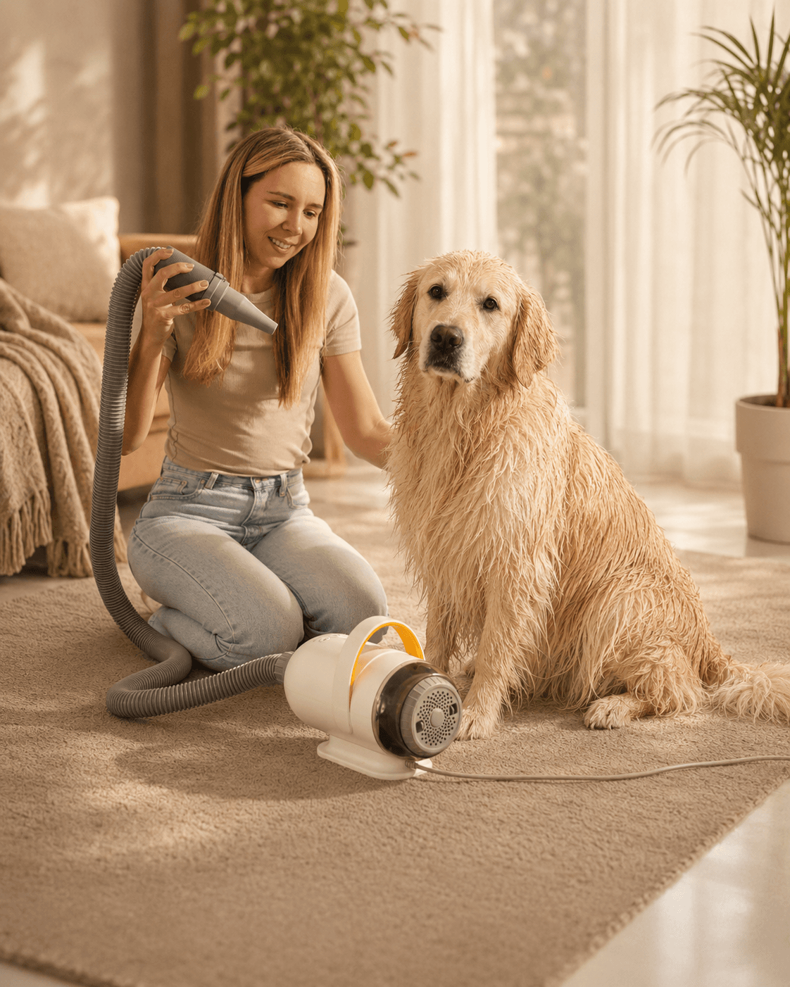 MUGGI Pulseur en utilisation avec un Golden Retriever
